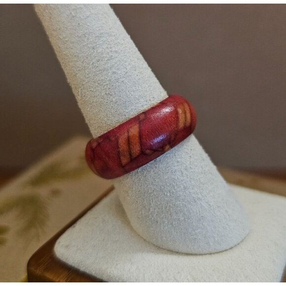 Size 8.5 Real Wood Unisex Ring Handcrafted Matte Finish Minimalist Jewelry - Picture 2 of 4
